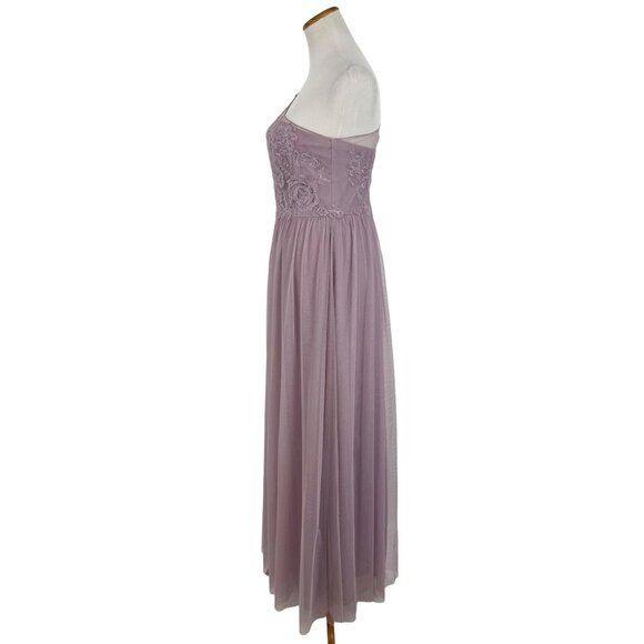 Davids Bridal Lavender One-Shoulder Embroidered Prom Bridesmaid Dress Gown - Picture 9 of 16